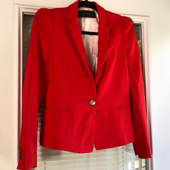 zara basic red blazer